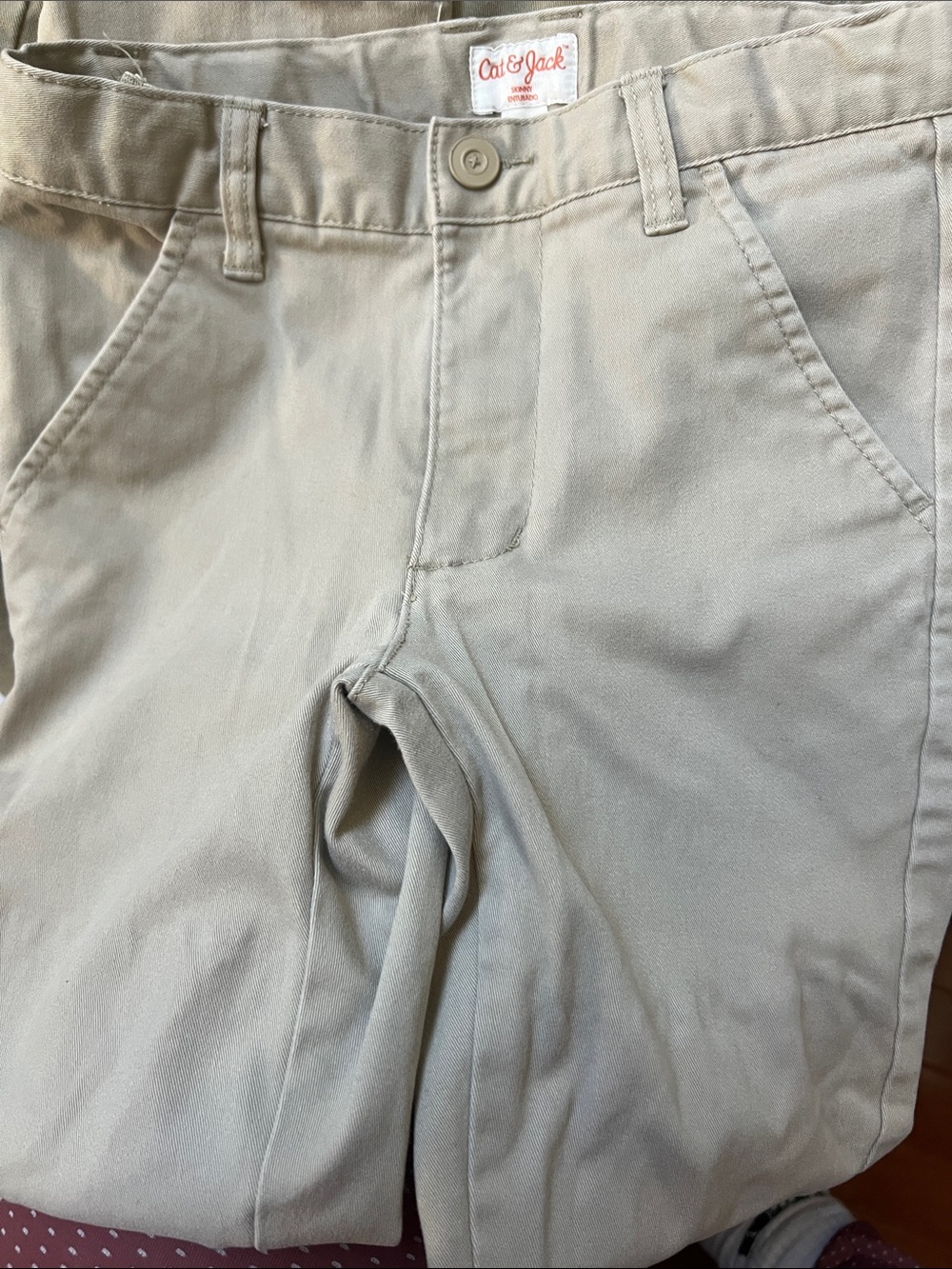 Cat & Jack Beige/Tan Kids' Flat-Front Chino Pants